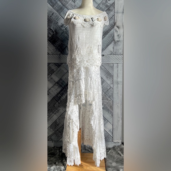 BOSTON PROPER NWOT LACE OFF-SHOULDER MAXI DRESS SIZE SMALL - Picture 4 of 8